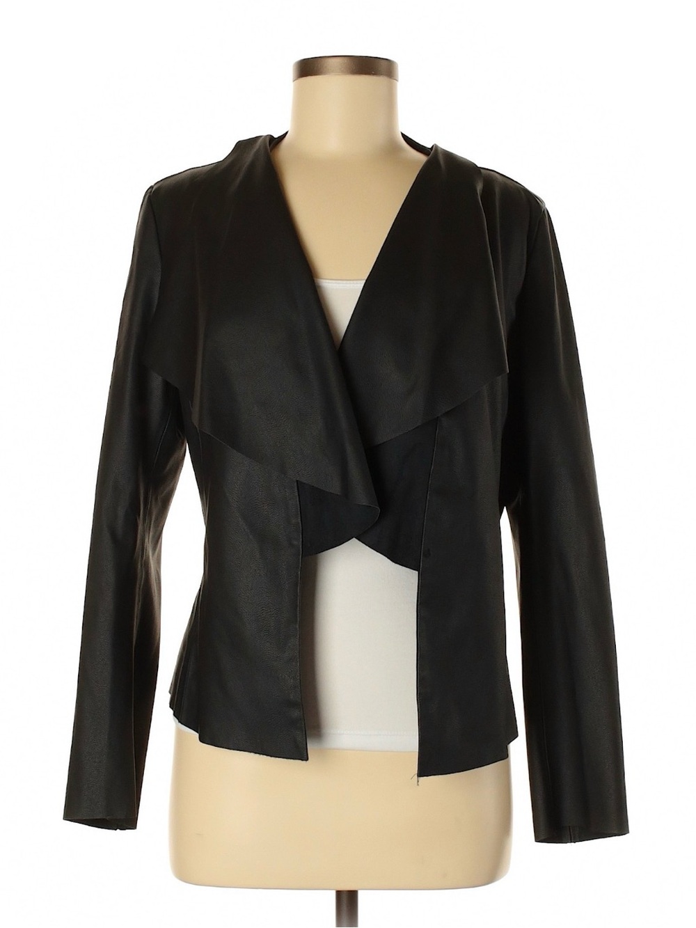 Zara Women’s Black Draped Faux Leather Jacket